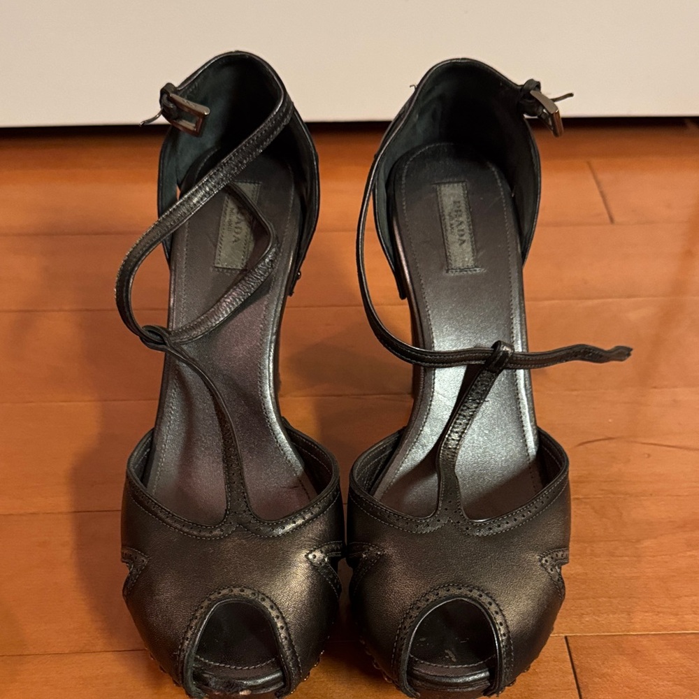 Prada Black Strappy Heels